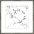 A Fisherman Wading In The Water  Catches A Fish Framed Print
