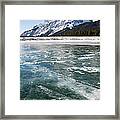 A Frozen Mountain Lake Snow Free With Framed Print