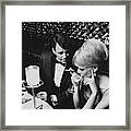 A Glamorous 1960s Couple Dining Framed Print