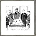 A Group Of Generals Are Seen In The War Room Framed Print