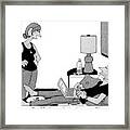 A Lazy Husband On A Couch Speaks Framed Print