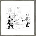 A Magician Points His Wand At A Beggar's Hat Framed Print