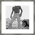 A Male Model On A Beach Framed Print