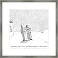 A Man And A Woman Look At The Stars On Their Lawn Framed Print