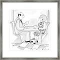 A Man And Woman Are Having Coffee Together Framed Print