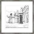 A Man At Heaven's Gate Pleads To St. Peter Framed Print
