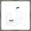 A Man Filling Up His Coffee Pot Framed Print