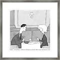 A Man Is Seen Eating Salad At A Table Framed Print