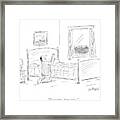 A Man Kneels By His Bed To Pray Framed Print