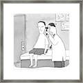 A Man Looks Inside A Patient's Ear Framed Print