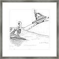 A Man On A Jetski Looks At Another Man Framed Print