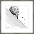 A Man Rakes Leaves Uphill Framed Print