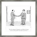 A Man Shakes His Body While Shaking Hands Framed Print