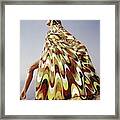 A Model Posing In A Colorful Cover-up Framed Print