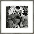 A Portrait Of Johnny Carson Sitting Framed Print