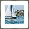 A Small Sailing Yacht Navigating Framed Print
