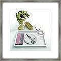 A Summer Table Setting On A Tray Framed Print