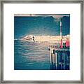A #surfer In #aberystwyth Framed Print