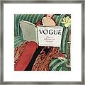 A Vogue Cover Of A Woman Reading A Vogue Book Framed Print