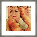A Vogue Cover Of Mary Mclaughlin Wearing A Fox Framed Print