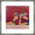 A Vogue Cover Of Models Wearing Lilly Dache Hats Framed Print