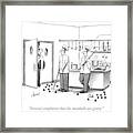 A Waiter Speaks To Two Chefs In A Kitchen Who Framed Print
