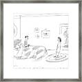 A Woman Complains About The Talking Noise Framed Print