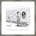 A Woman Doing Laundry With A Spaceman Coming Framed Print