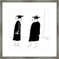 A Woman In A Graduation Cap And Gown Speaks Framed Print