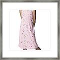 A Young African American Female Child In A Pink Dress And And Bare Feet Smiles Happily Framed Print