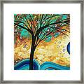 Abstract Art Contemporary Painting Summer Blooms By Madart Framed Print