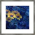 Abstract Daisies On Blue Framed Print