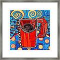 Abstract Hot Coffee In Red Mug Framed Print