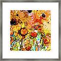 Abstract Sunflowers Contemporary Expressive Art Framed Print