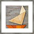 Abstract Yacht From Tangram Puzzle Framed Print