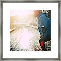 Active Senior Man Stretching Framed Print