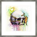 Adventure Time Jake Hugging Skull Watercolor Art Framed Print
