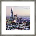 Aerial View Of The Shard And City Of Framed Print