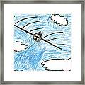 Airplane In Clouds Child Drawing Framed Print