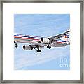 Amercian Airlines Boeing 757 Airplane Landing Framed Print