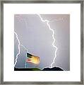 American Flag Lightning Strikes Framed Print