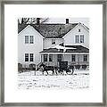 Amish Buggy And Amish House Framed Print
