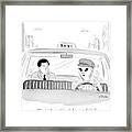 An Alien Is Driving A Taxi And The Passenger Framed Print