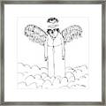 An Angel's Halo Cuts Off The Top Of His Head Framed Print