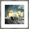 An Overhead View Of The Battleship Uss Iowa Bb61 Firing All 15 Of Its Guns Framed Print