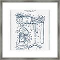 Anesthetic Machine Patent From 1919 - Blue Ink Framed Print
