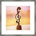 Antique Copper Handbell With G-clef Handle Framed Print