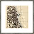 Antique Map Of Chicago - Usgs Topographic Map - 1901 Framed Print