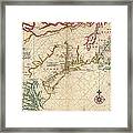 Antique Map Of Colonial America By Joan Vinckeboons - Circa 1639 Framed Print