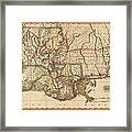 Antique Map Of Louisiana By Fielding Lucas - Circa 1817 Framed Print